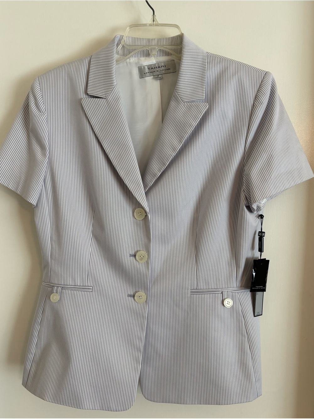 Tahari Light Blue Pinstripe Blazer